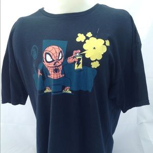 Spider Man Killing a Bug Funny T Shirt XXL Men's